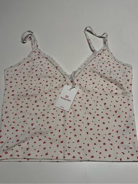 NWT Sunday Best Cream Cami with Red Micro Floral